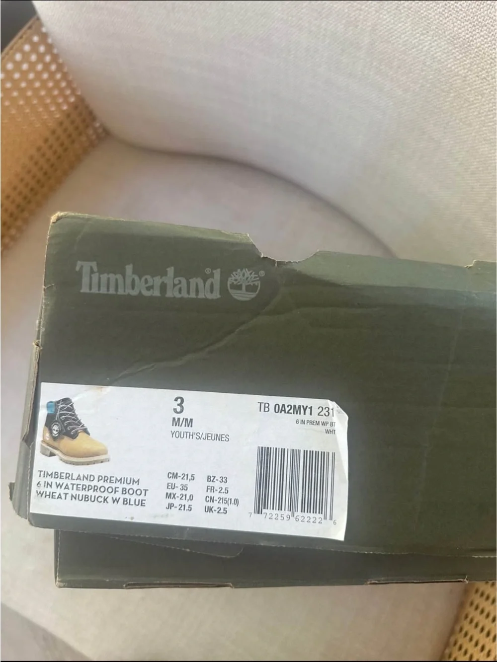 Timberland Wheat Nubuck Boots with Blue Collar